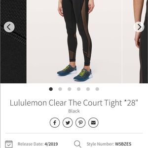 Lulu lemon leggings-clear the court 28”
